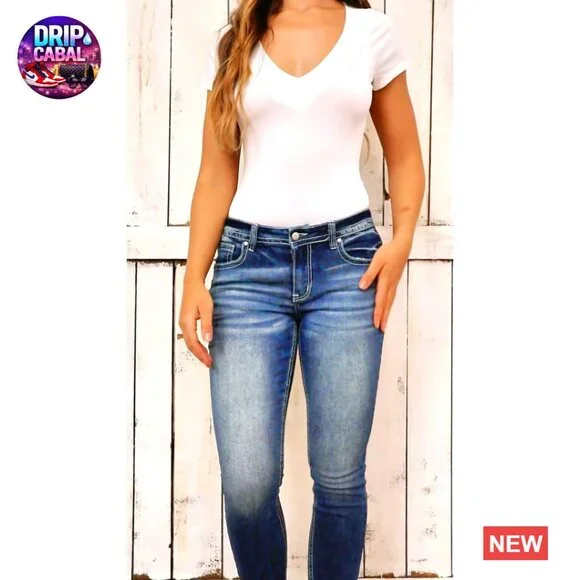 Skinny Leg Jeans Stretchy Tummy Control Mid Rise Butt Lifting Denim